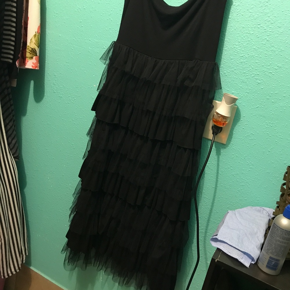 Black ruffle skirt